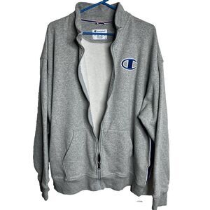 Champion Fleece Sweatshirt Jacket Adult 2XL XXL Gray PowerBlend Striped Sweater‎